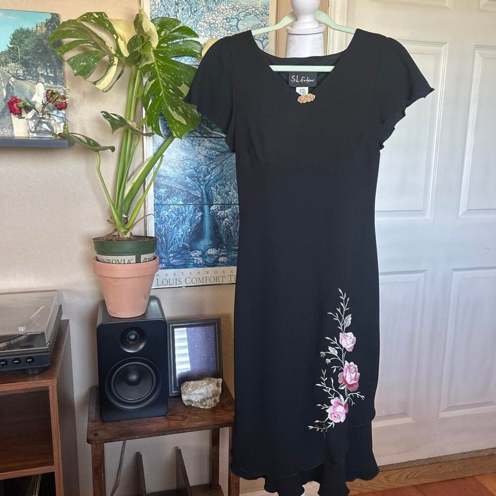90s whimsigoth black dress with